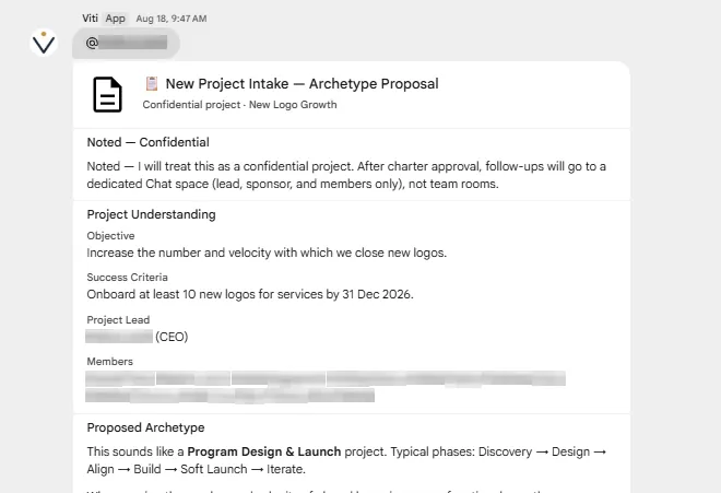Day one, 9:47 AM: a brief, read as a project